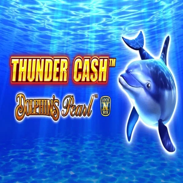 Thunder Cash Dolphins Pearl slot logo by Novomatic at Blaze Spins Casino